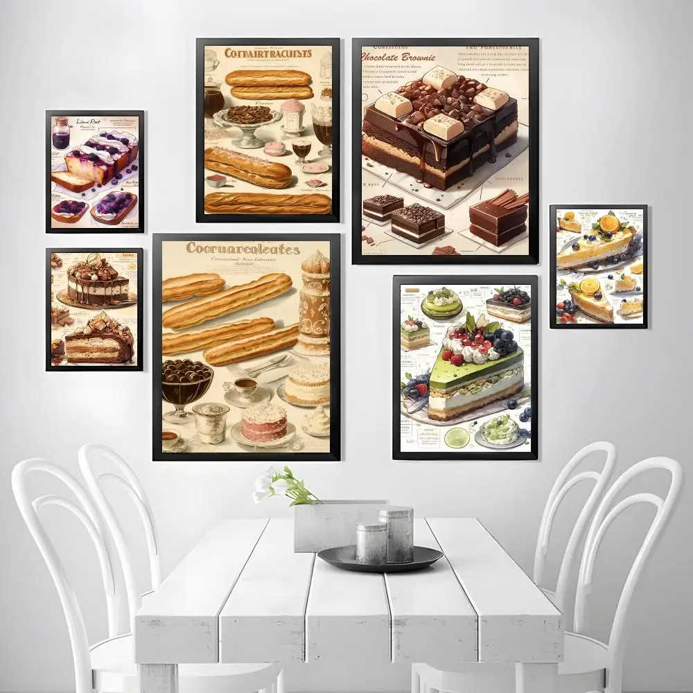 Vintage Brot Süße Kunst Essen Poster Leinwand Wand Kunst Poster Dekorative Wandbild Home Decor Geschenk Ungerahmt Image