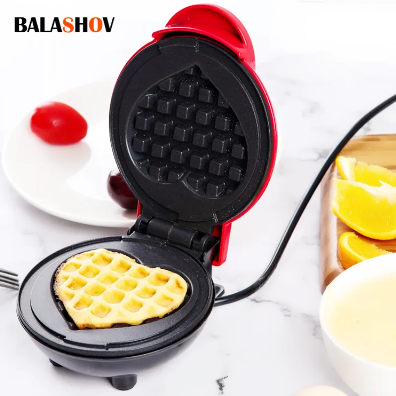 Mini Elektrische Waffeln Maker Blase Ei Kuchen Ofen Frühstück Liebe Herzförmige Waffeleisen Kochen Gerät 220V EU Stecker Image