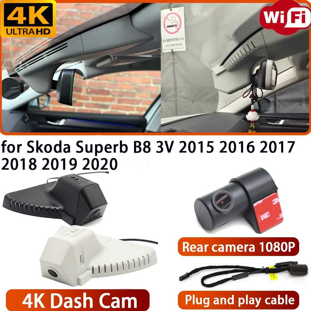Für Skoda Superb B8 3V 2015 2016 2017 2018 2019 2020 Video Recorder 4K Sony DVR Dash Cam wifi Kamera 170 ° Angle Loop-Aufnahme Image
