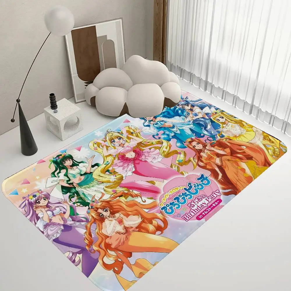 Meerjungfrauen-Melodie Pichi Pichi Pitch Bodenmatten Günstiger Rutschfester Moderner Wohnzimmer-Balkon Bedruckter Willkommens-Teppich Image