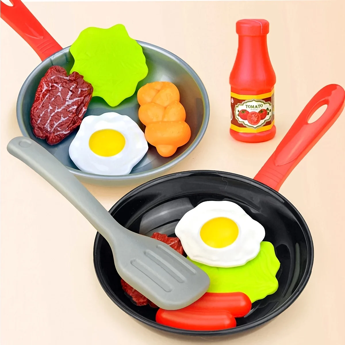 8PCS Kinder Küche Lebensmittel Spielzeug Simulation Kochgeschirr Spiel Set Pretend Spielen Topf Steak Gemüse Brot Hot Dog Omelett Kinder geschenk Image