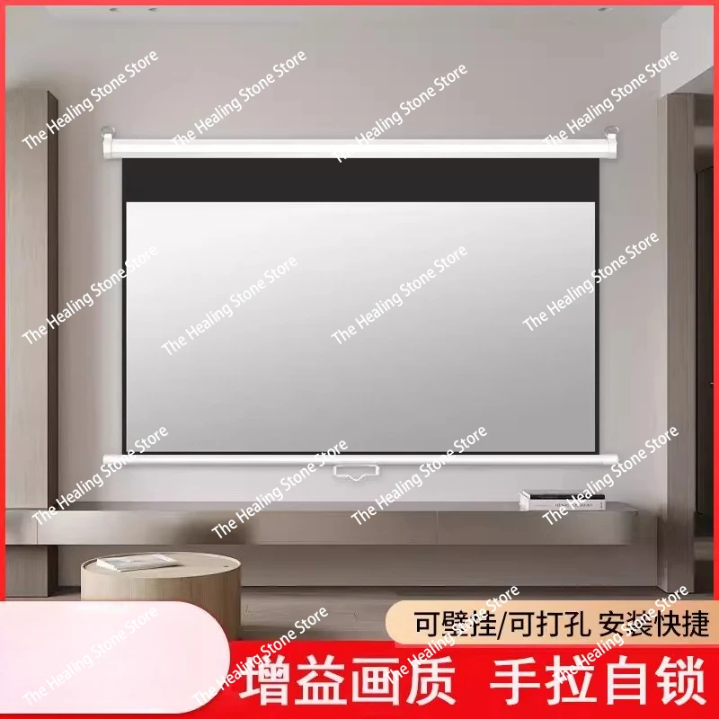 84 100 120 Zoll motorisierte Projektionswand 4:3 16:9 elektrische Drop-Down-Projektorbildschirmmaterial graues Glasfaser Image