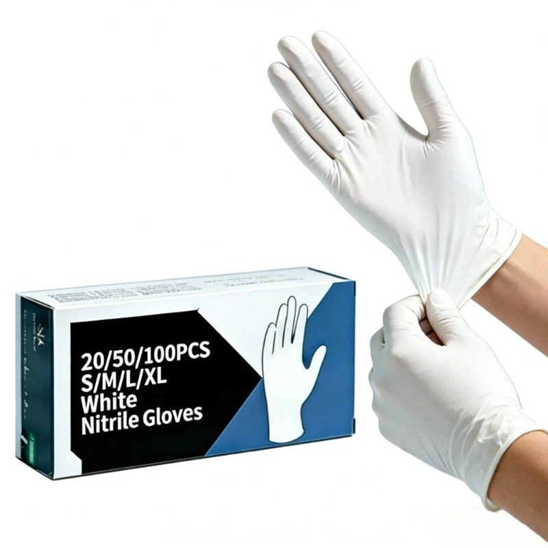 20/50/100 Stück Weiße Nitrilhandschuhe Einweg-Nitrilhandschuhe Geeignet für Haushalt, Mechaniker, Tattoo, Tierpflege, Küche, Vorbereitung, Backen Image