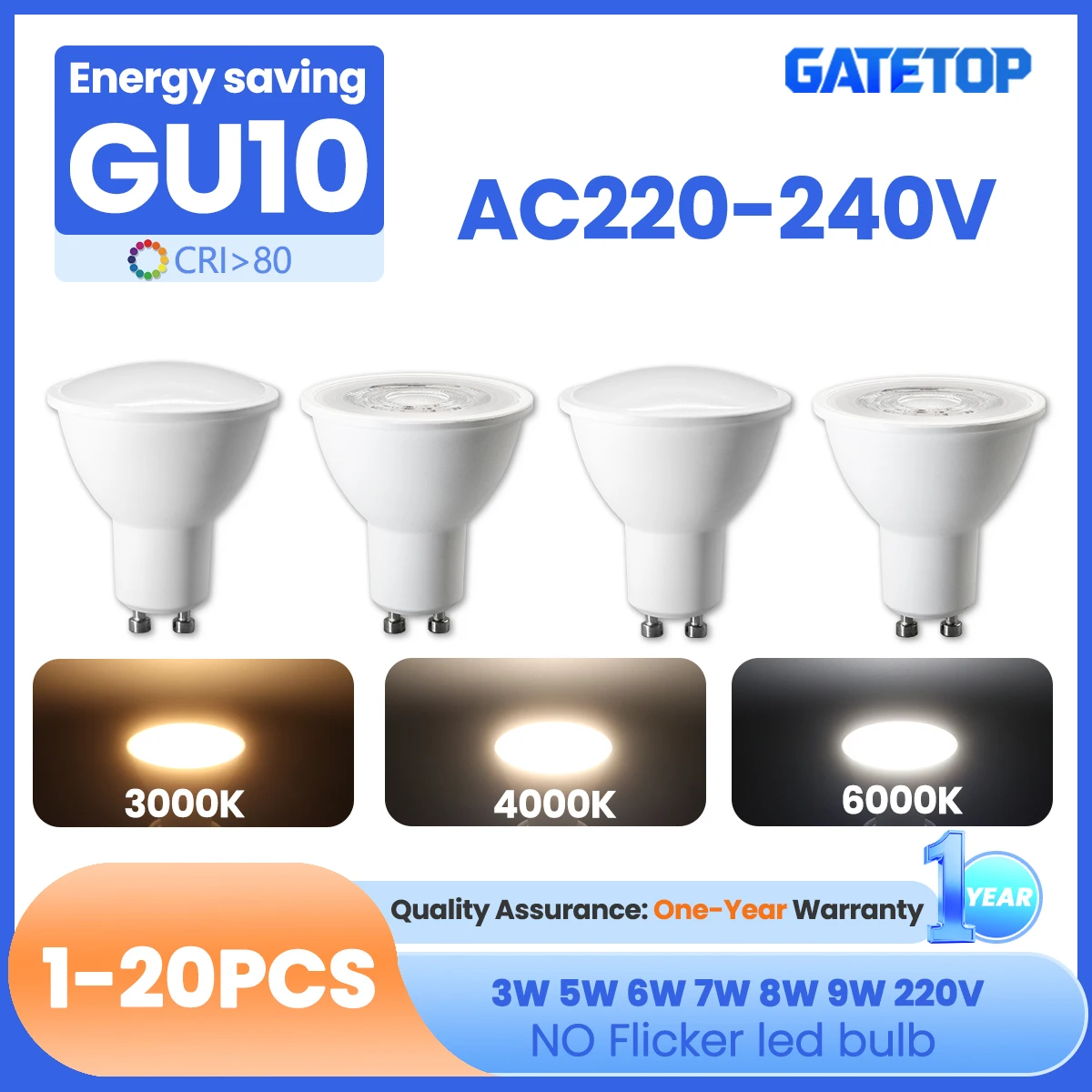 1-20 Stück LED-Strahler GU10 Glühbirne 3W 5W 6W 7W 8W 9W AC 220V Ersatz für 50W Halogenlampe Geeignet für Downlights Kronleuchter Beleuchtung