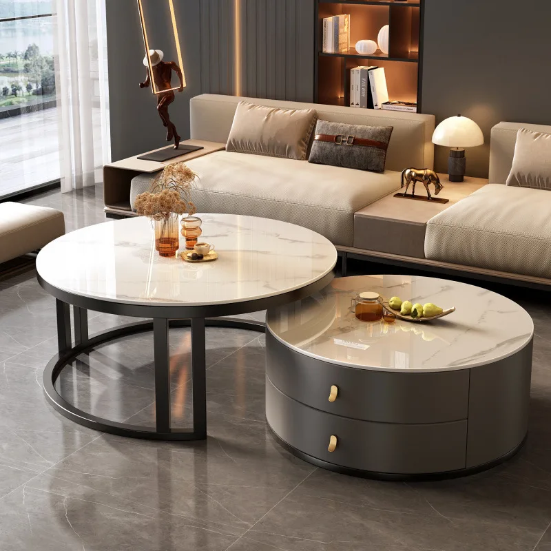 Couchtisch, Wohnzimmer, Zuhause, Licht, Luxus, modern, Internet, Berühmtheit, einfache kleine Wohnung, nordische Marmor-Felsplatten-Kombination Image