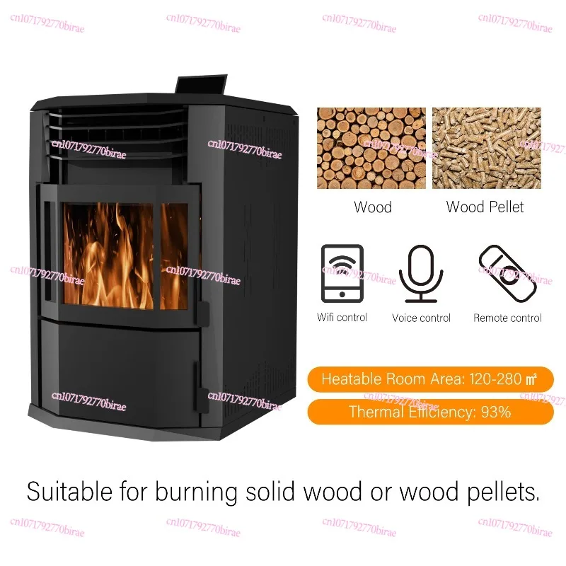 10kW Automatischer Moderner Innen-Holzofen Biomasse-Pelletofen Zentralheizung Freistehend für Zuhause Kamin