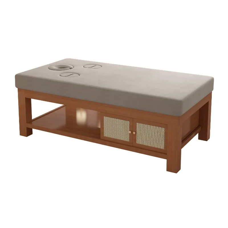 Hochwertiges Massagebett aus Massivholz, SPA-Bett, spezieller Schönheitsmassagetisch für den Schönheitssalon, Massage und pH-Wert der traditionellen chinesischen Medizin Image