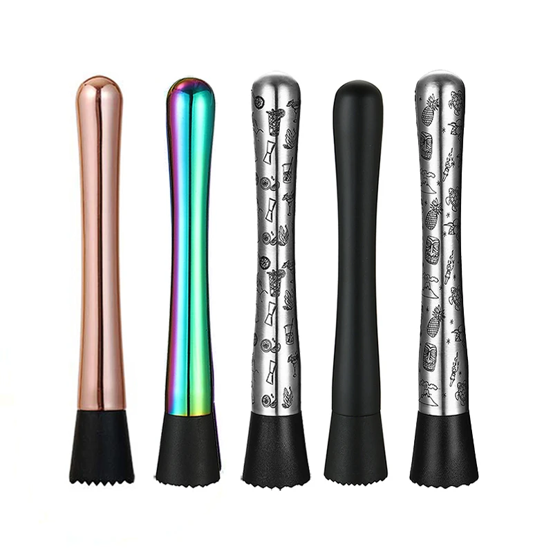 Cocktail-Muddler aus Edelstahl – Das beste Bar-Werkzeug für Old Fashioned & Mojito, Edelstahl mit gerilltem Nylonkopf