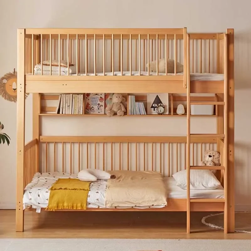Nordic Kinderbetten Massivholz Etagenbett Oberen Unteren Moderne Kinderbetten Erhöhte Leitplanken Mädchen Sicher Letto A Castello Wohnmöbel Image