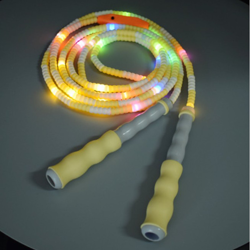 Jump Rope with LED lights for Fitness Exercise Equipment, Tangle-Free Rope Skipping with Soft Beaded Segment, Premium Adjustable Jumping Rope for kids, women, men
