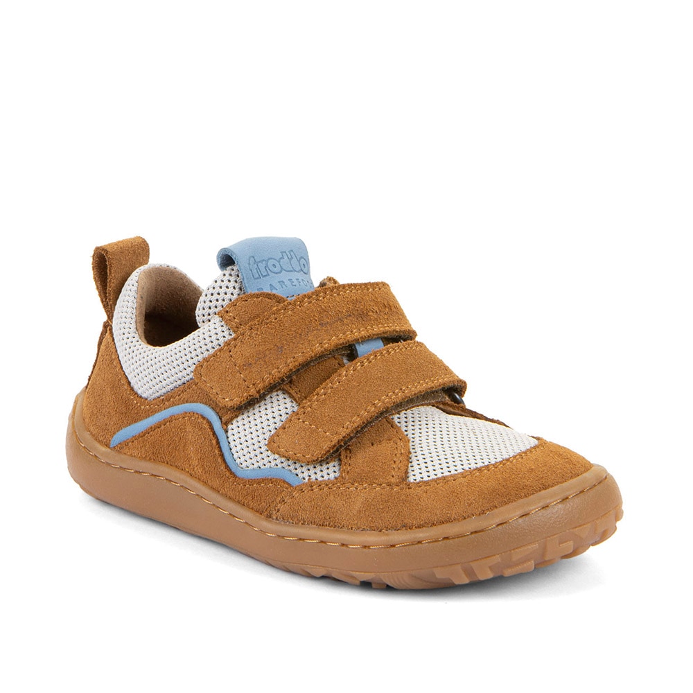 Sneaker FRODDO "Barefoot Base", Damen, Gr. 25, cognac, Leder, Textil, casual, Schuhe Sneaker, Klettschuh, Freizeitschuh, Barfußschuh mit Klettverschluss