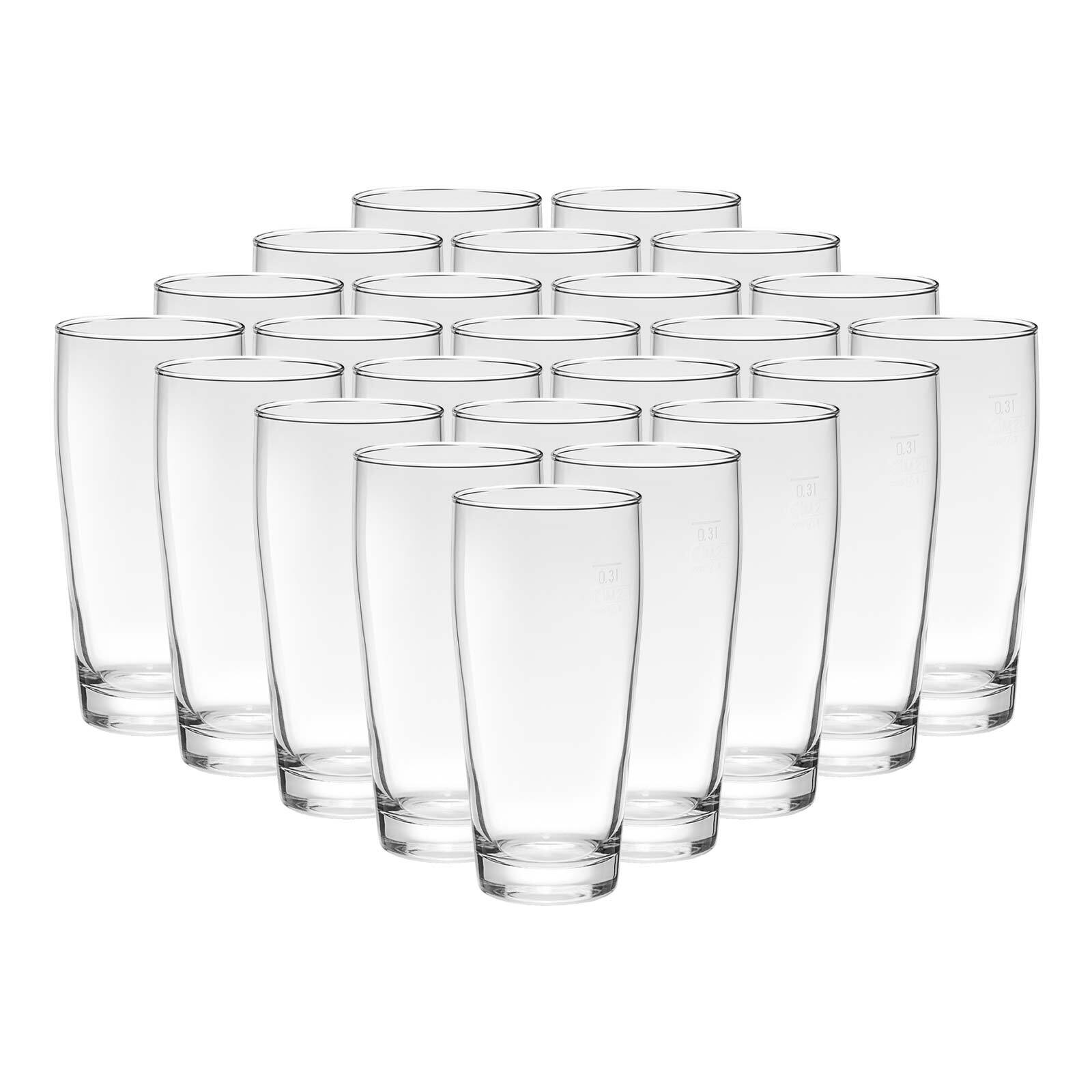 Bierglas VAN WELL "Willi Becher geeicht 0,3 l 24er Set transparent", bunt (transparent), B:7cm H:15cm Ø:7cm, Glas, Trinkgefäße, Spülmaschinengeeignet