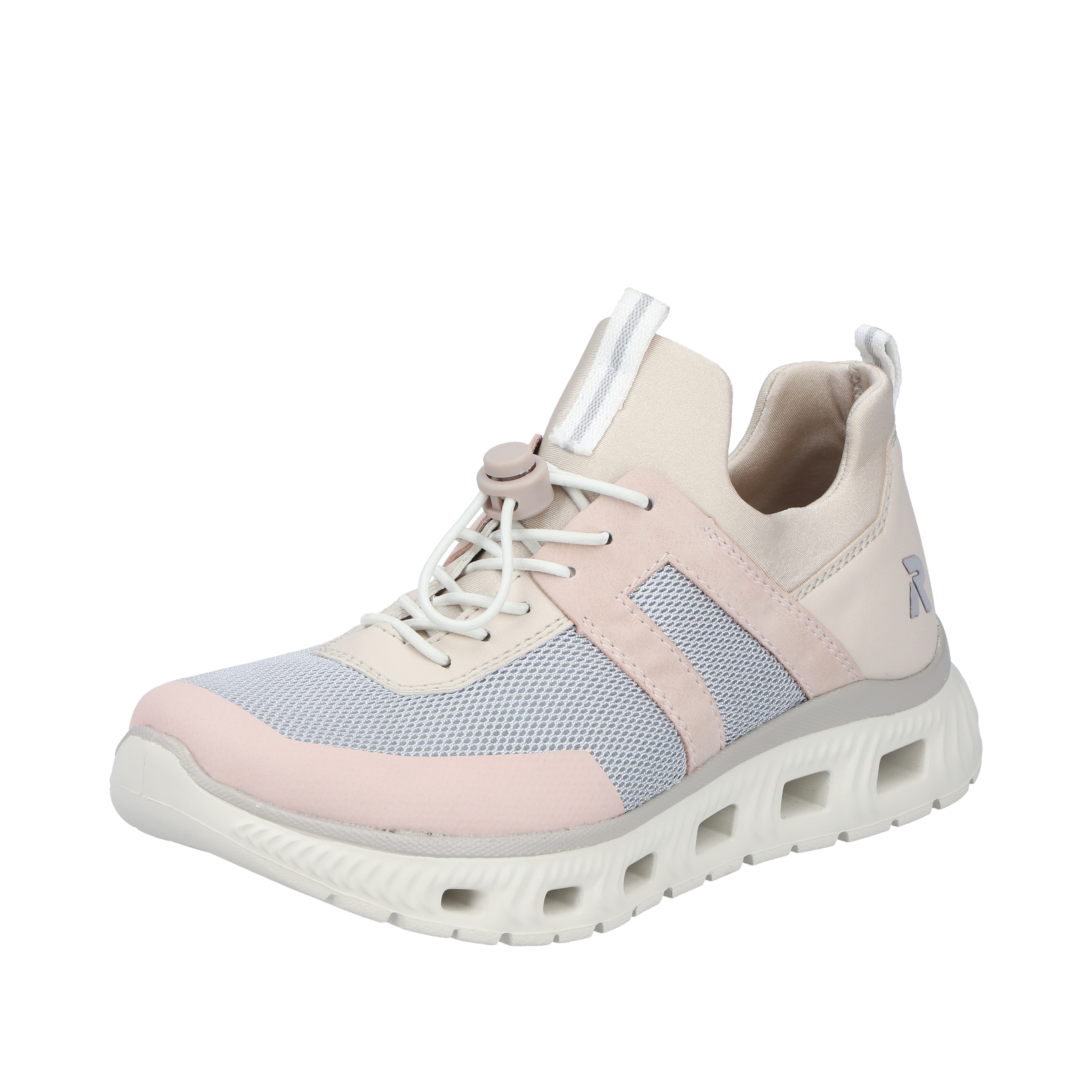 Slip-On Sneaker RIEKER SPORT, Damen, Gr. 40, rosé, creme, Lederimitat, Textil, Schuhe Sneaker, Sportschuh, Halbschuh, Freizeitschuh in veganer Verarbeitung