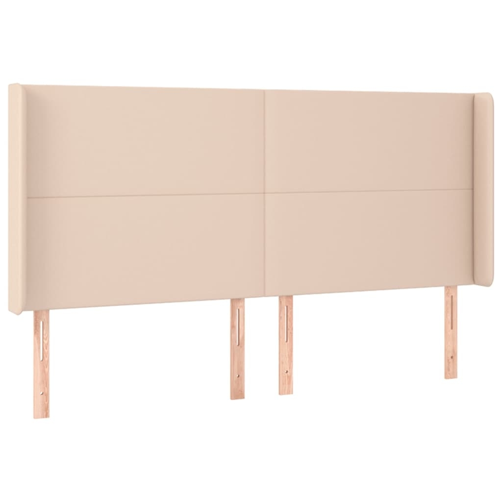 vidaXL Kopfteil mit Ohren Cappuccino-Braun 203x16x118/128cm Kunstleder Image