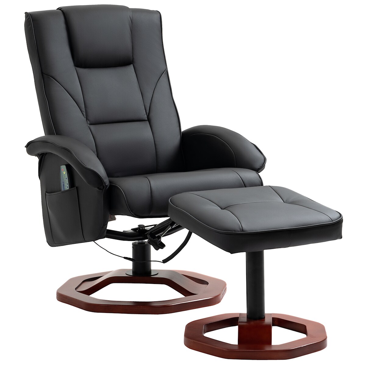 MODFU Massagesessel Relaxsessel mit Hocker Schwarz 73x83x106 cm 360 Grad drehbar mit Fernbedienung Vibrationsmassage 10 Punkte Kunstleder Image