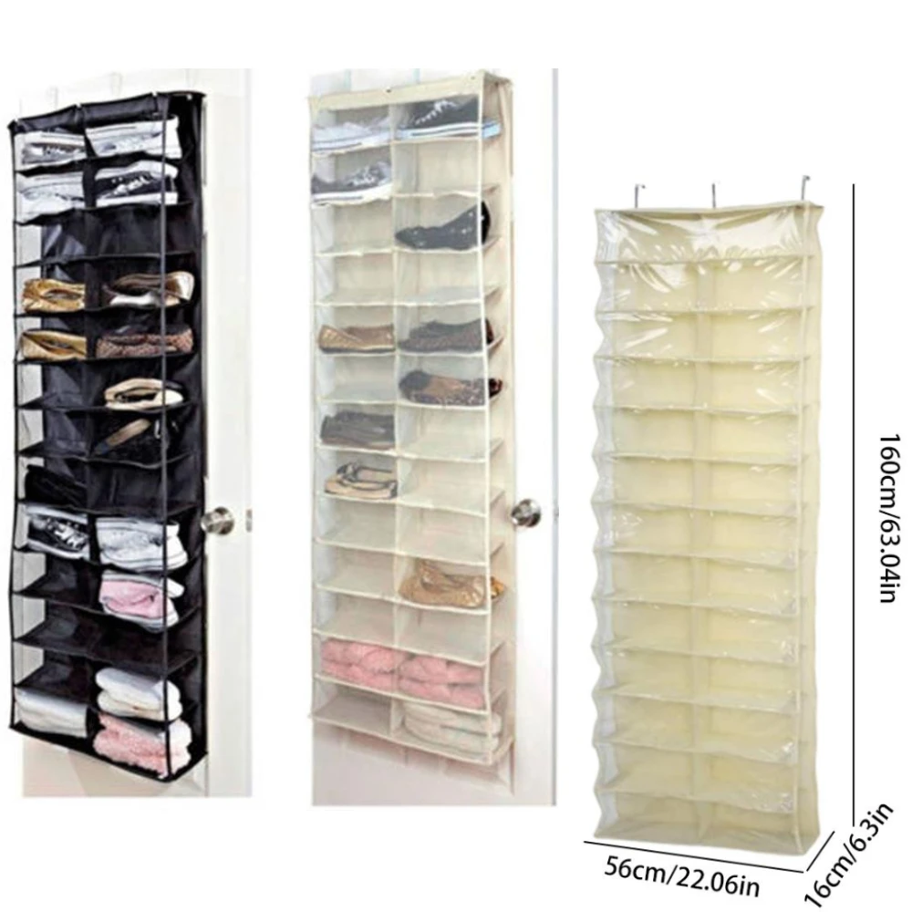 26-Fächer Schuh-Organizer zum Aufhängen an der Tür, transparenter Schuh-Organizer aus Vliesstoff, Aufbewahrungstasche für Schlafzimmer