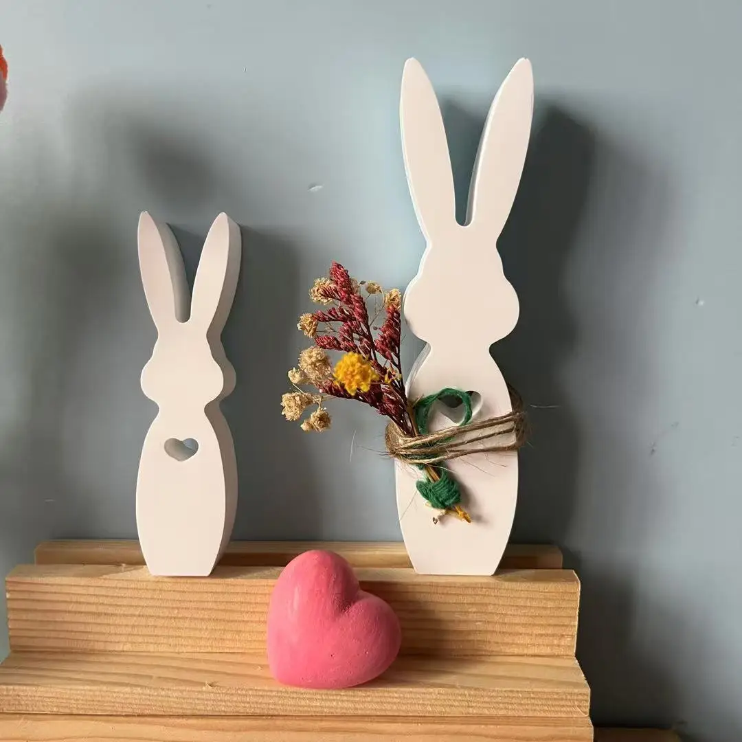 DIY Oster-Geschenk Cartoon-Hasen-Dekoration Handgefertigte Gussform Stehender Hase Kerzenhalter Dekoration Gips Harz Beton Form Image