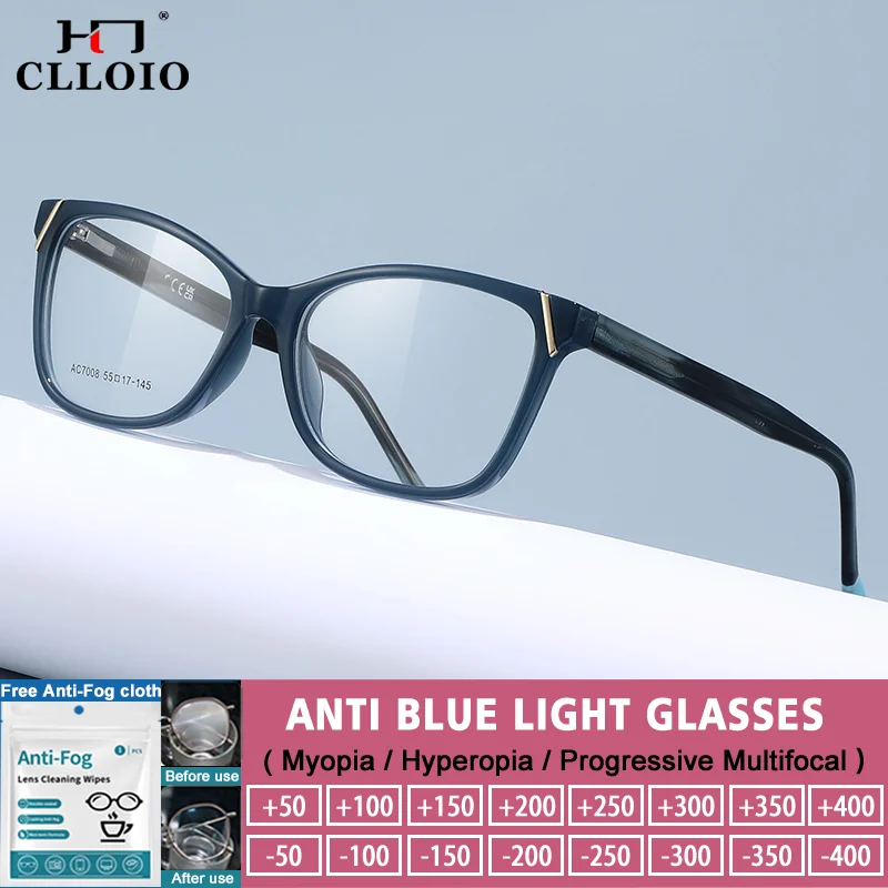 CLLOIO Mode Einfache Design Progressive Lesebrille Frauen Anti-Blau Licht Myopie Hyperopie Brillen Angepasst Rezept Image
