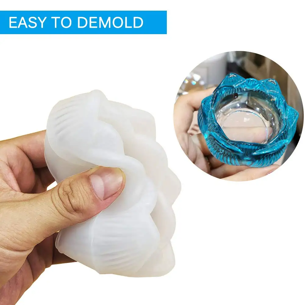 Lotus Blume Kerzenhalter Silikon Form Kreative Lagerung Kristall Epoxidharz Casting Kit Für DIY Handwerk Und Wohnkultur Image