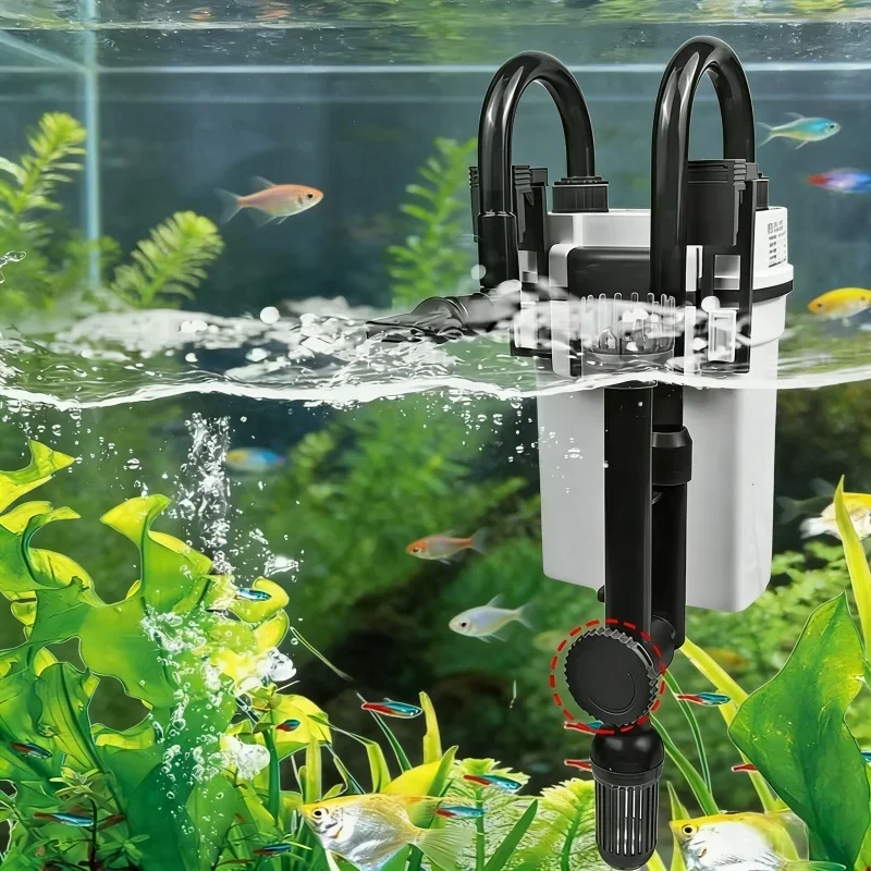Kleiner Zirkulationsfilter Wandmontierter Aquarium-Wasserfallfilter Externer Hänge-Wasserpumpenfilter zur Entfernung von Ölfilmen Image