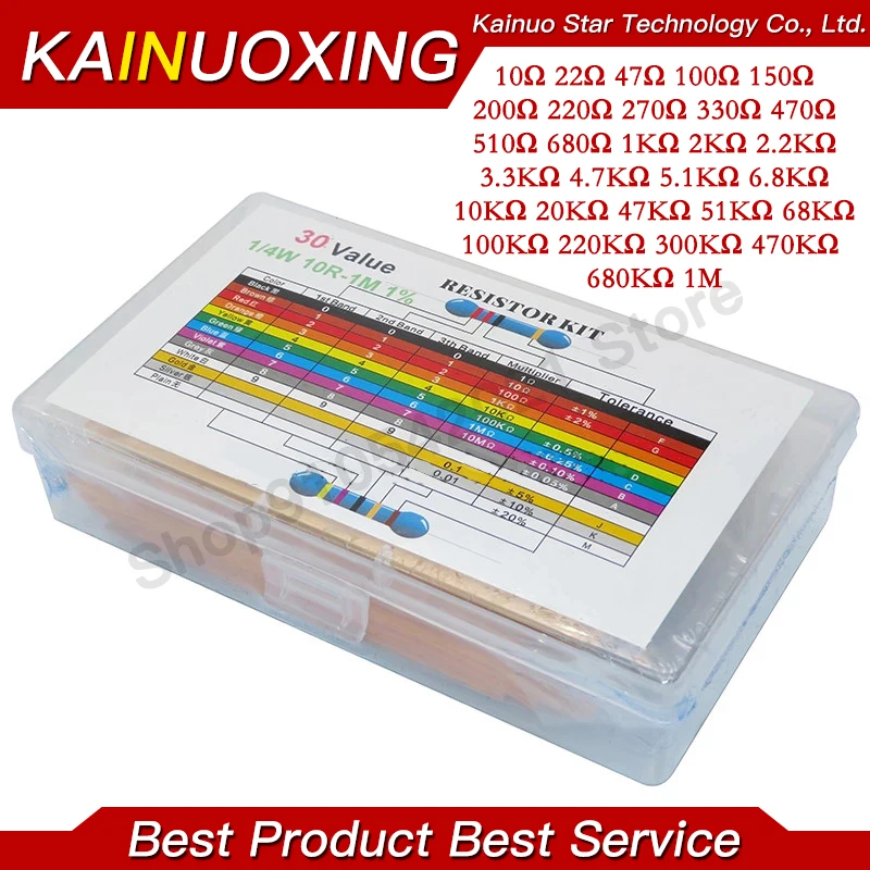600 TEILE/LOS 1/4W BOX Metall Film Widerstand Kit 1% Widerstand Sortiert Kit Set 10 -1M Ohm hm Widerstand Pack 30 Werte jeweils 20 stücke Image