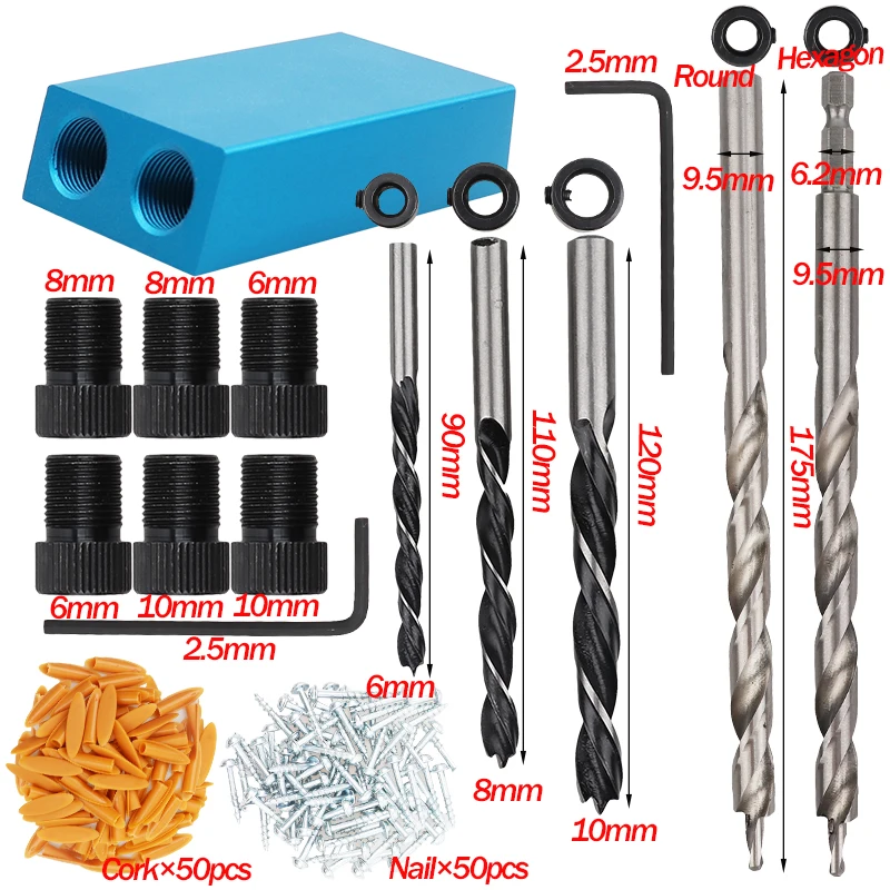 Onnfang Holzbearbeitung Schräge Loch Locator Jig Kit 15 Grad Winkel Drill Guide Set Loch Puncher DIY Zimmerei Werkzeuge Bohrer Image
