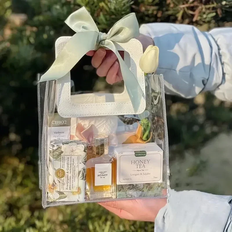 5/15 Stück PVC Geschenktüten Verpackungsbeutel mit Griff Hochzeitszubehör Festival Souvenir Party Geschenk Süßigkeiten Schmuck Verpackung Zuhause Image