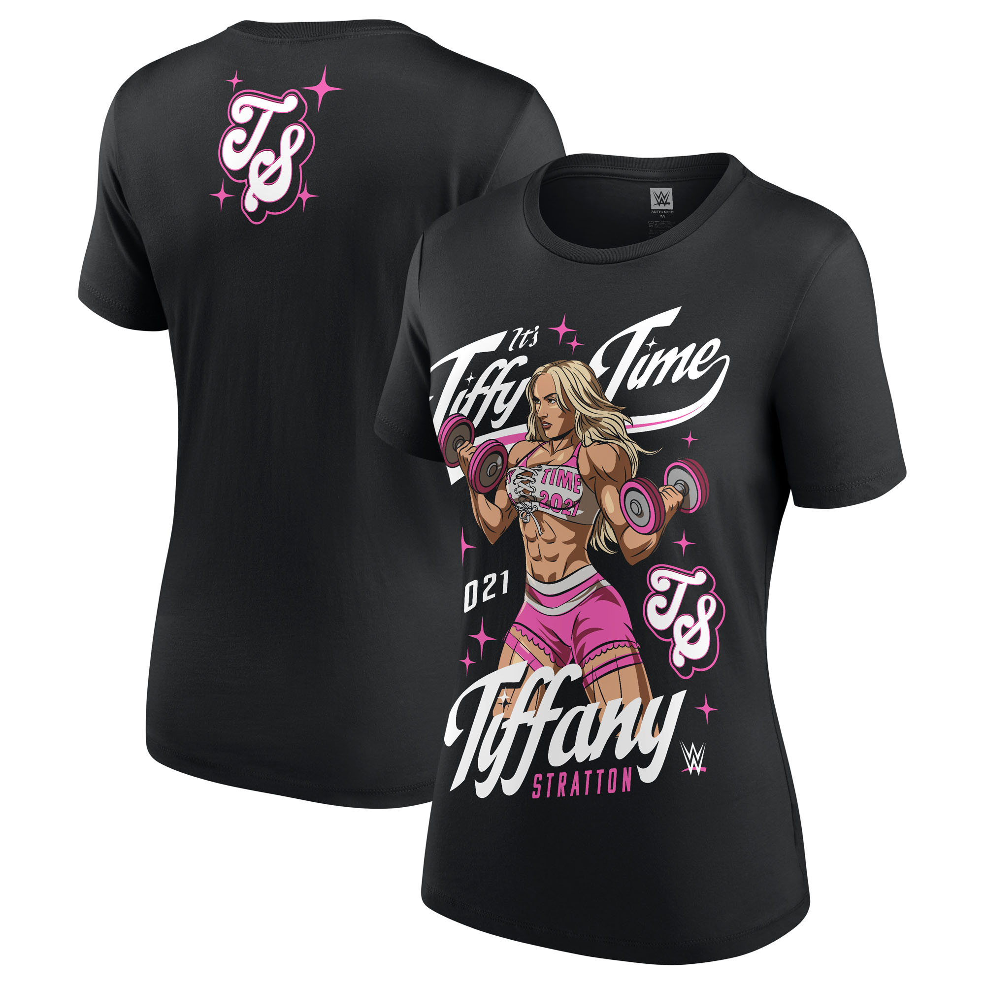 Schwarzes Damen-T-Shirt von Tiffany Stratton mit dem Aufdruck „Tiffy Time Est. 2021“