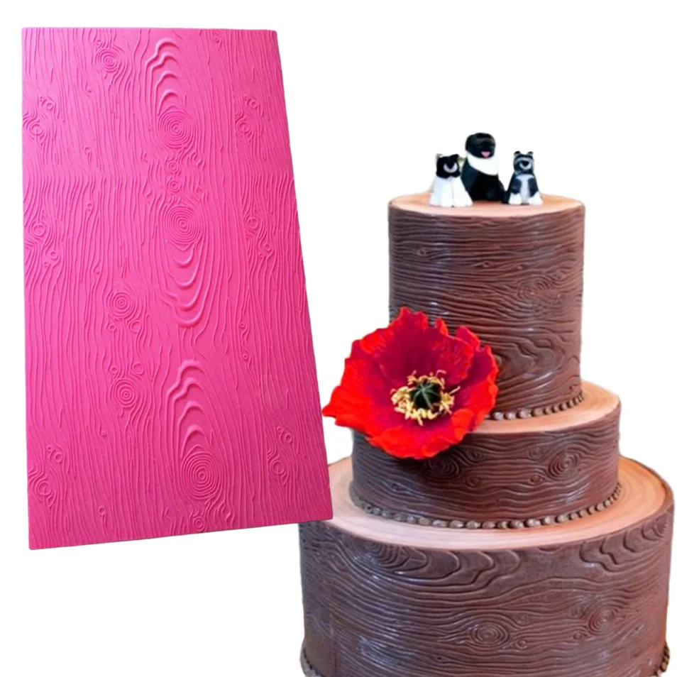 44*24cm Baumrinde Textur Holz Silikon Spitze Mat Decor Werkzeuge Kuchen Dekoration Form Backen DIY Sugar Kuchen dekorieren Werkzeuge Image