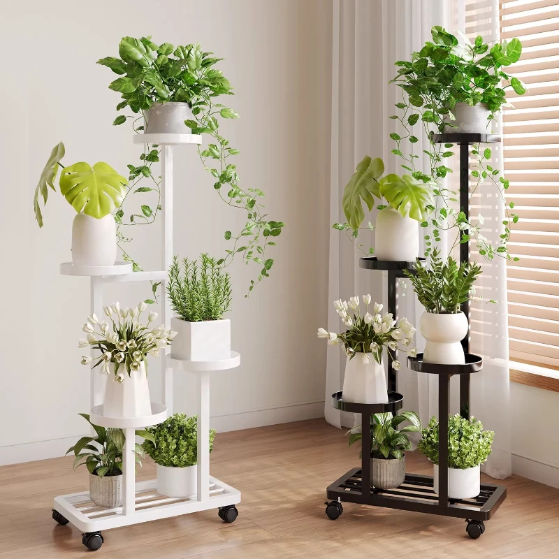 Metall-Pflanzenständer Regal Leiter 3-stufig Rostfrei Holz Innen- und Außenbereich Pflanzen-Display Balkon Garten Eck-Pflanzenständer Image