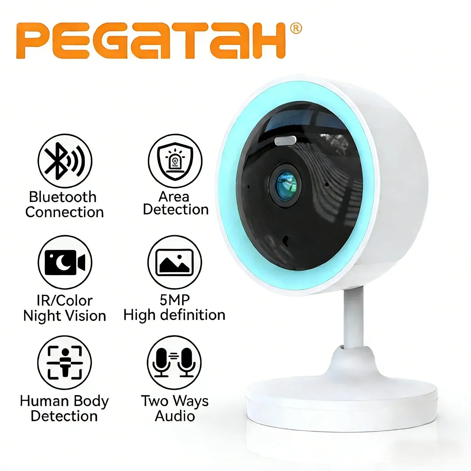 Tuya Smart 5MP HD Innen-Sicherheitskamera für Baby/Ältere, Mit Echtzeit-App-Benachrichtigung, IR-Nachtsicht, Humanoider Rahmenerkennung Image