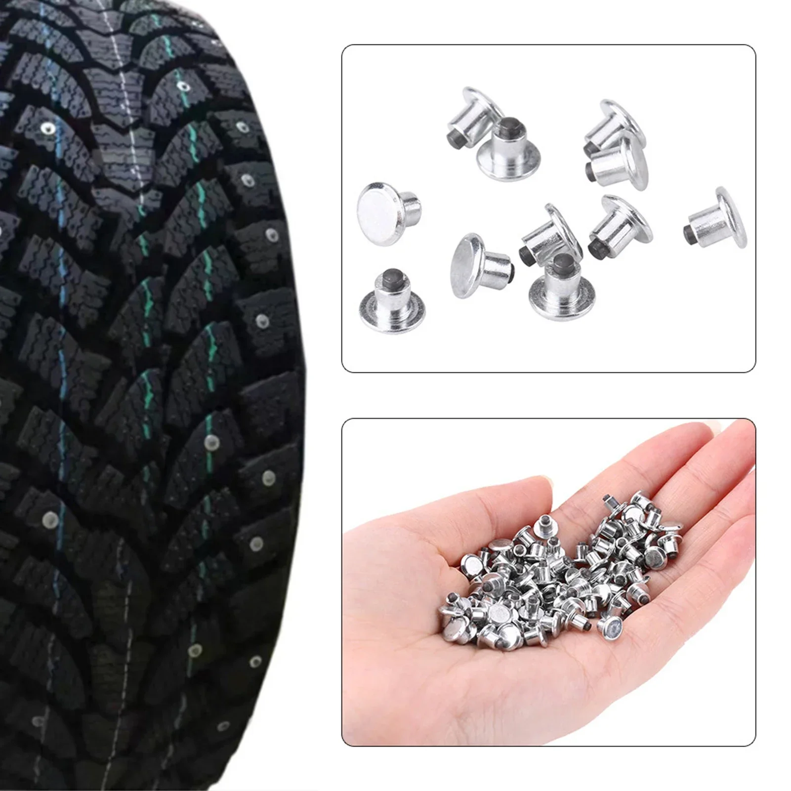 100 Stück 6,5 mm/0,26 Zoll Rad Reifenbolzen Schrauben Schnee Reifen Spikes für Fahrrad Motorrad ATV Schuhe