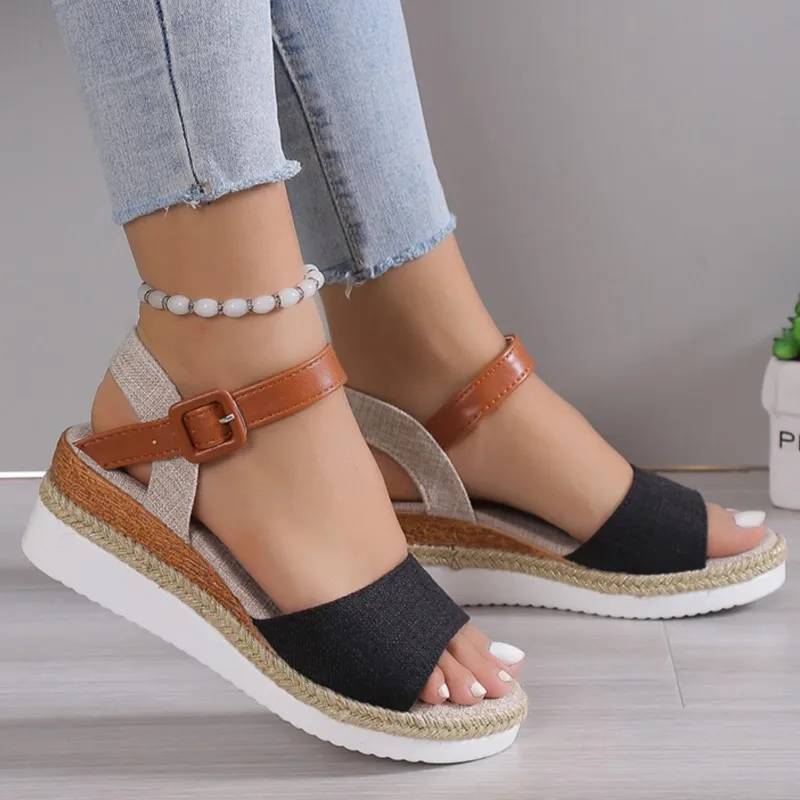Modische Sandalen Sommer Damenschuhe Keilabsatz Damenschuh Outdoor Damen-Sandalen Rutschfeste Huaraches Damenschuhe Sandalias Mujer