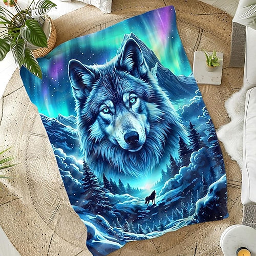 Tag der Unabhängigkeit Decke Fleecedecken Überwurfdecke für die Couch Wolf Klassisch 3D Sofa Bett Dekorative Decke Warme Decke Wohndeko Image