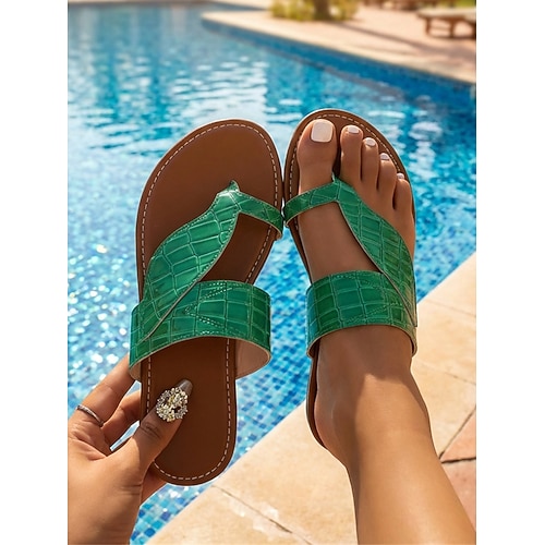 goldene Damen-Sandalen mit Kroko-Muster und bequemer Passform – stylisches Freizeitschuhwerk für Sommer, Strand und Urlaub Image