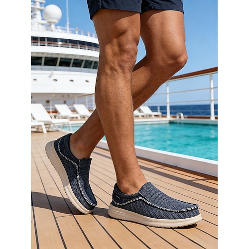 Herren-Slipper aus Canvas für Insel- und Kreuzfahrten, bequeme und stylische Schuhe für Strandurlaub und Resort-Bekleidung Image