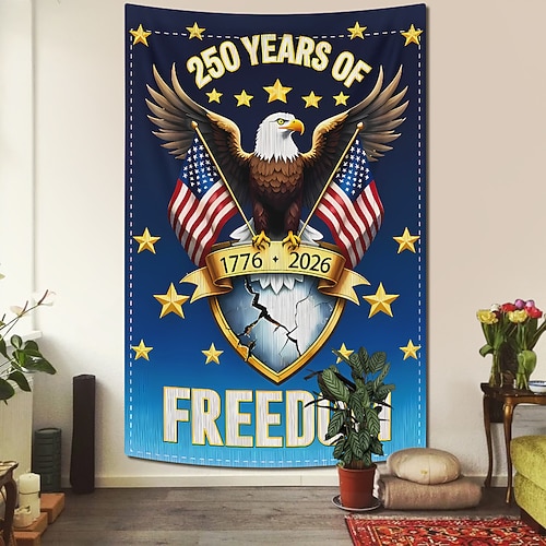 Tag der Unabhängigkeit Tapisserie Banner Decke Fahne Eagle 3D Schlafzimmer Wohnzimmer Wohnheim Jugendzimmer Studentenwohnheim Wandveranda Wohndeko Image