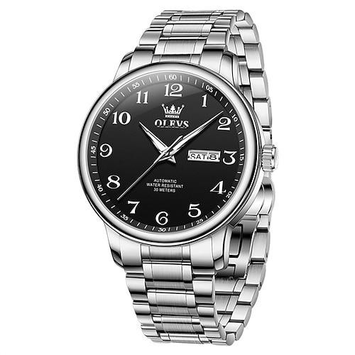 Neue Olevs Herren-Businessuhr mit Leuchtkalender, Wochentagsanzeige, vollautomatischem mechanischem Uhrwerk, lässiger und modischer Digitaluhr, wasserdicht, sportliche Armbanduhr