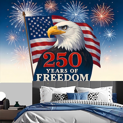 Tag der Unabhängigkeit Tapisserie Banner Decke Fahne Eagle 3D Schlafzimmer Wohnzimmer Wohnheim Jugendzimmer Studentenwohnheim Wandveranda Wohndeko Image