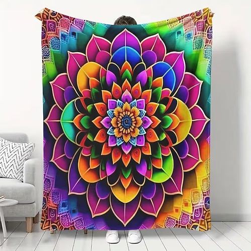 Geburtstag Tapisserie Fleecedecken Überwurfdecke für die Couch Mandala Geschenk Klassisch 3D Sofa Bett Dekorative Decke Warme Decke Wohndeko Image