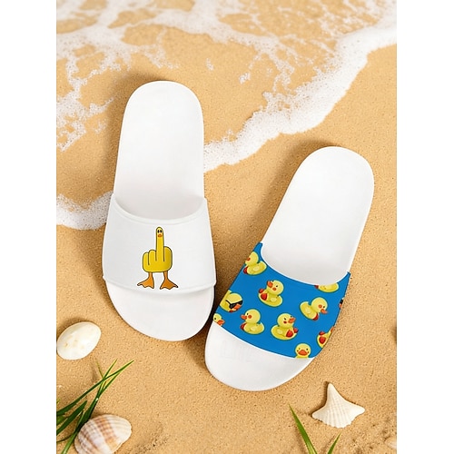 Herren-Sandalen mit Enten-Print – entspannter und cooler Style für Männer bei sommerlichen Strandausflügen, Grillabenden und zwanglosen Treffen im Freien Image