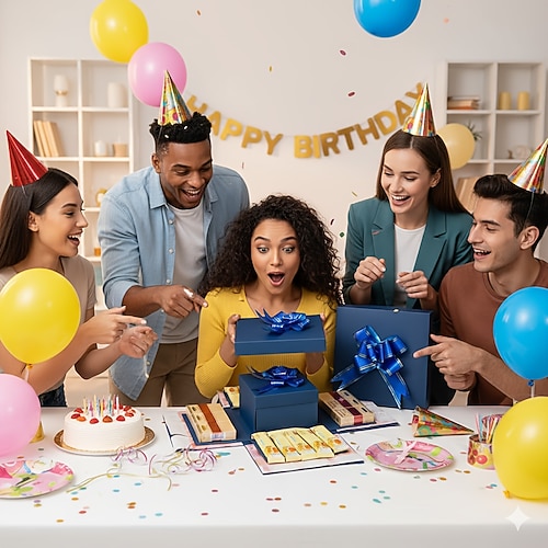 5-lagige Überraschungs-Explosions-Geschenkbox, Liebesbox, Geburtstags-Explosionsbox, Überraschungs-Snackbox, mehrere Komponenten, Regenbogenmotiv, Papiermaterial Image