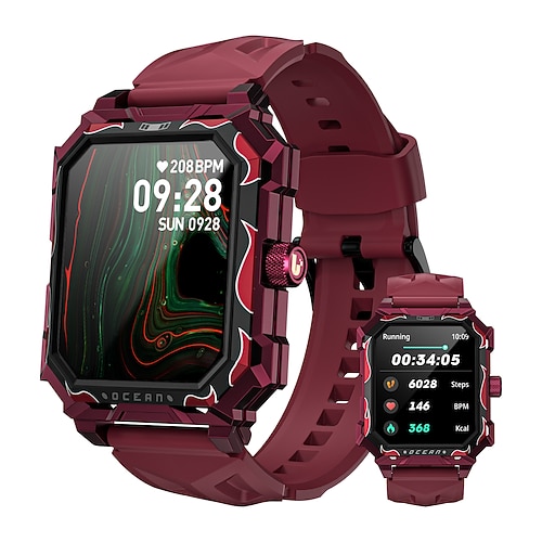 LOKMAT OCEAN MAX Smartwatch 1.96 Zoll Smartwatch mit Bluetooth-Anruffunktion Schrittzähler Anruferinnerung Schlaf-Tracker Kompatibel mit Android iOS Unisex Langer Standby Freisprechanrufe Wasserdicht Image