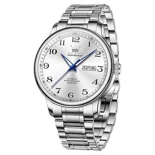 Neue Olevs Herren-Businessuhr mit Leuchtkalender, Wochentagsanzeige, vollautomatischem mechanischem Uhrwerk, lässiger und modischer Digitaluhr, wasserdicht, sportliche Armbanduhr