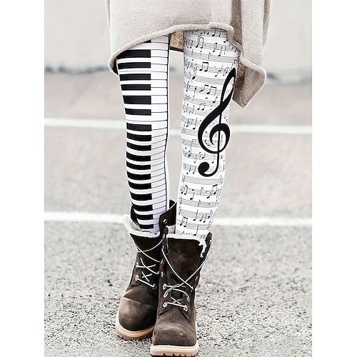 Damen Leggings Gemütliche Leggings Urlaub Lässig Volle Länge Hohe Taille Grafik Drucken Bequem Dehnbar Lässig Täglich Urlaub Schwarz Frühling Herbst Schmale Passform Image