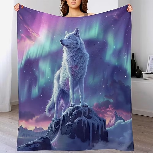 Tag der Unabhängigkeit Decke Fleecedecken Überwurfdecke für die Couch Wolf Klassisch 3D Sofa Bett Dekorative Decke Warme Decke Wohndeko Image