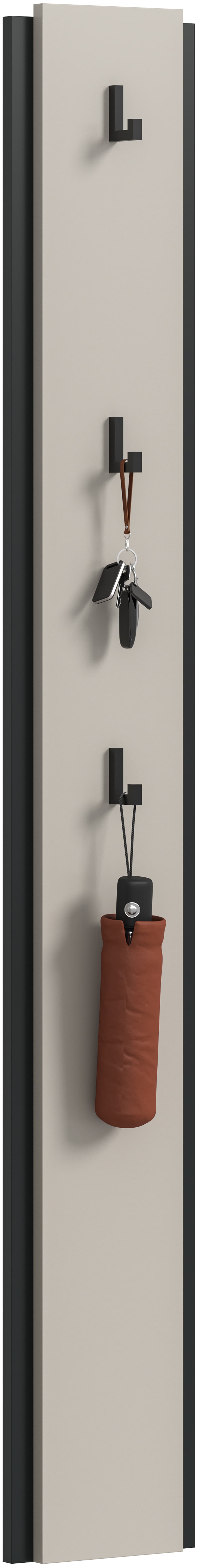 Hakenleiste HOME AFFAIRE "RAK, Höhe 150 cm, inklusve 3 Garderobenhaken", kaschmir, schwarz, B:21cm H:150cm T:6cm, Holzwerkstoff, Hakenleisten, Flurgarderobe, Paneel, Wandgarderobe, Wandpaneel, Garderobe