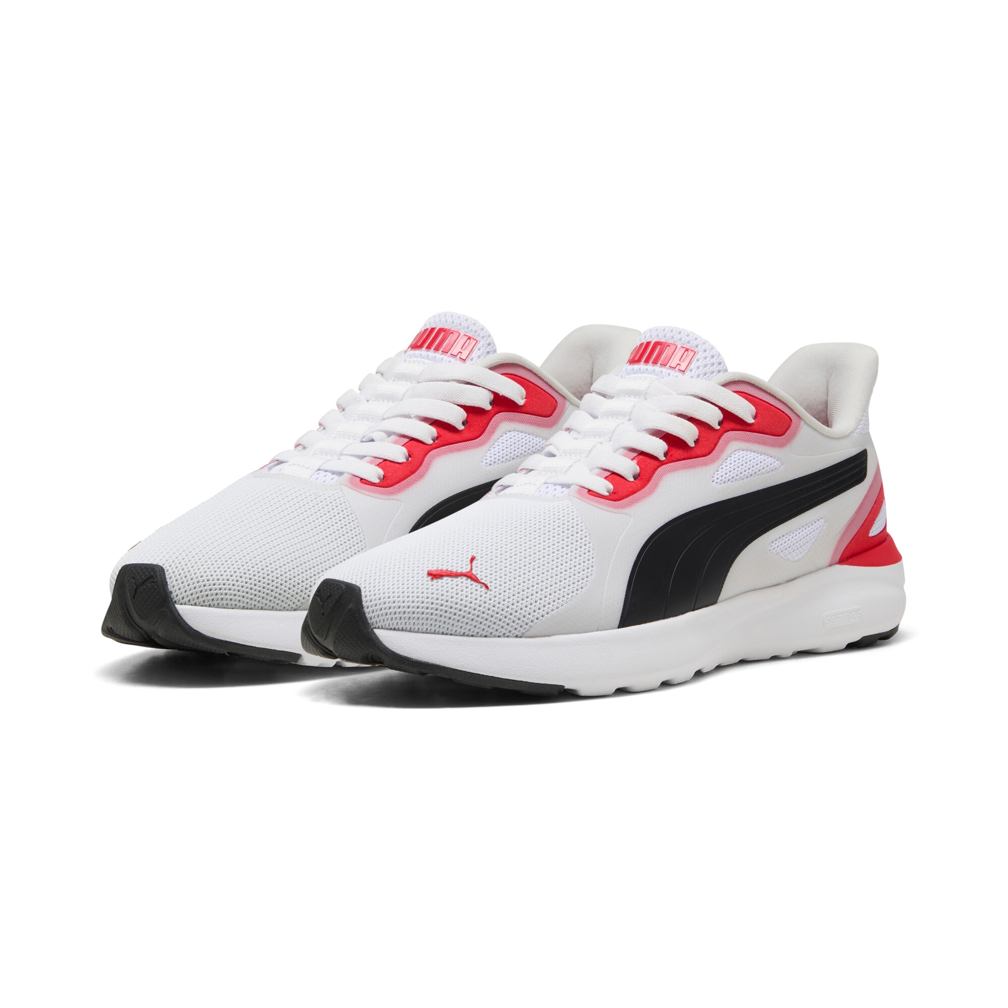 Sneaker PUMA "SOFTRIDE COSMIC STREET SLIPTECH", Damen, Gr. 45, bunt (puma weiß, puma schwarz, for all time rot), Textil, unifarben, Schuhe Sneaker, praktischer Schlupfeinstieg
