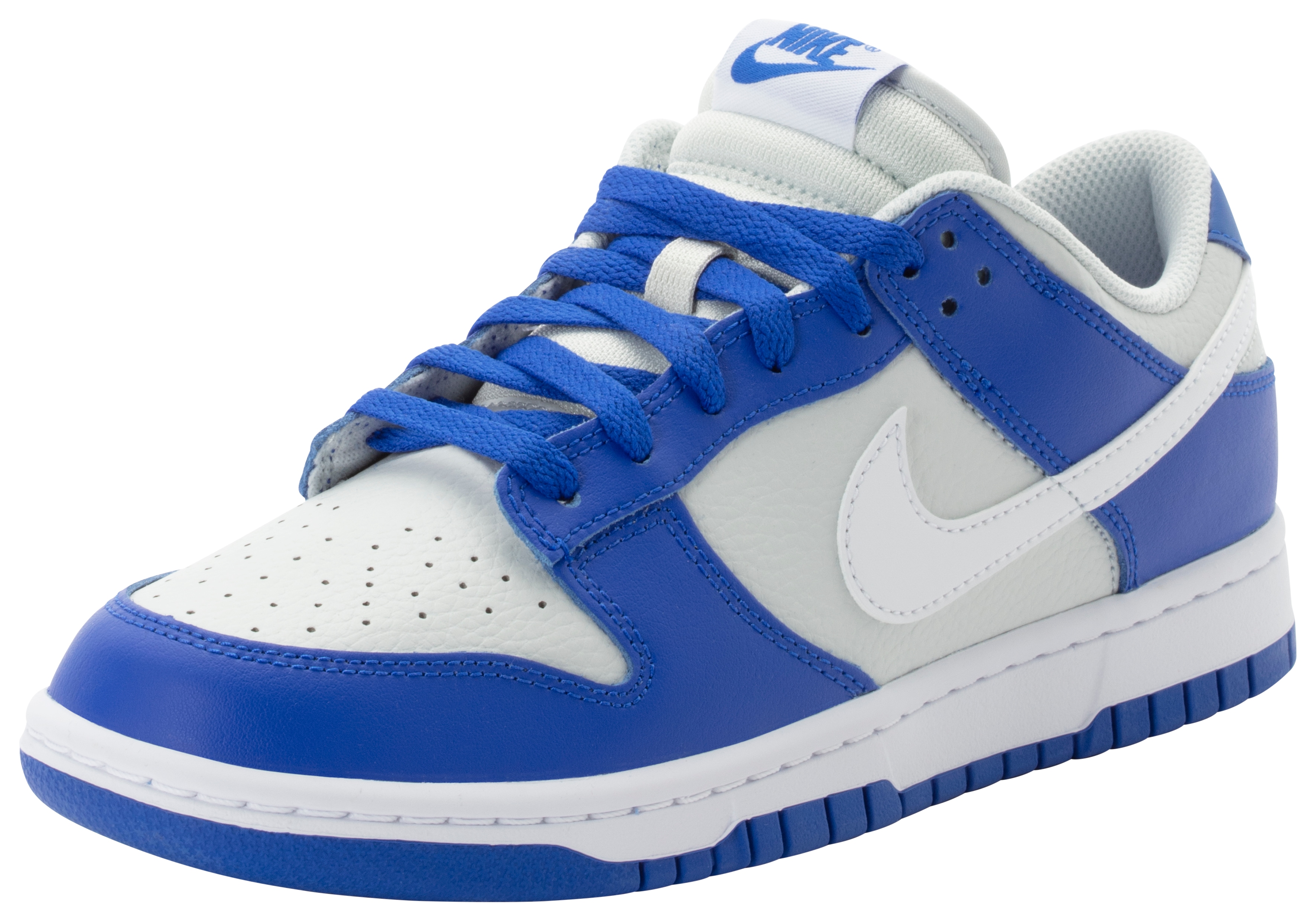 Sneaker NIKE SPORTSWEAR "Nike Dunk Low", Herren, Gr. 40 (7), photon dust, weiß, racer blau, Schuhe Sneaker
