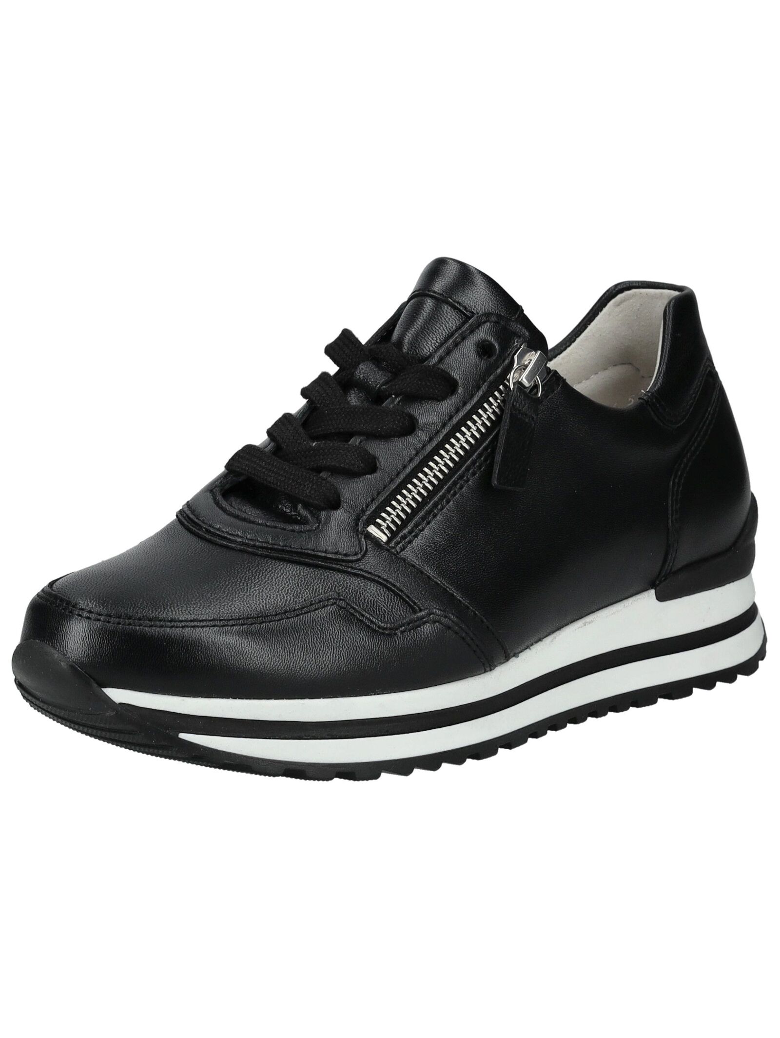 Sneaker GABOR COMFORT "Gabor Comfort Sneaker Glattleder", Damen, Gr. 43, schwarz, Glattleder, Schuhe Sneaker